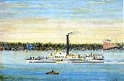 James Bard Trojan, Hudson River steamboat Sweden oil painting artist